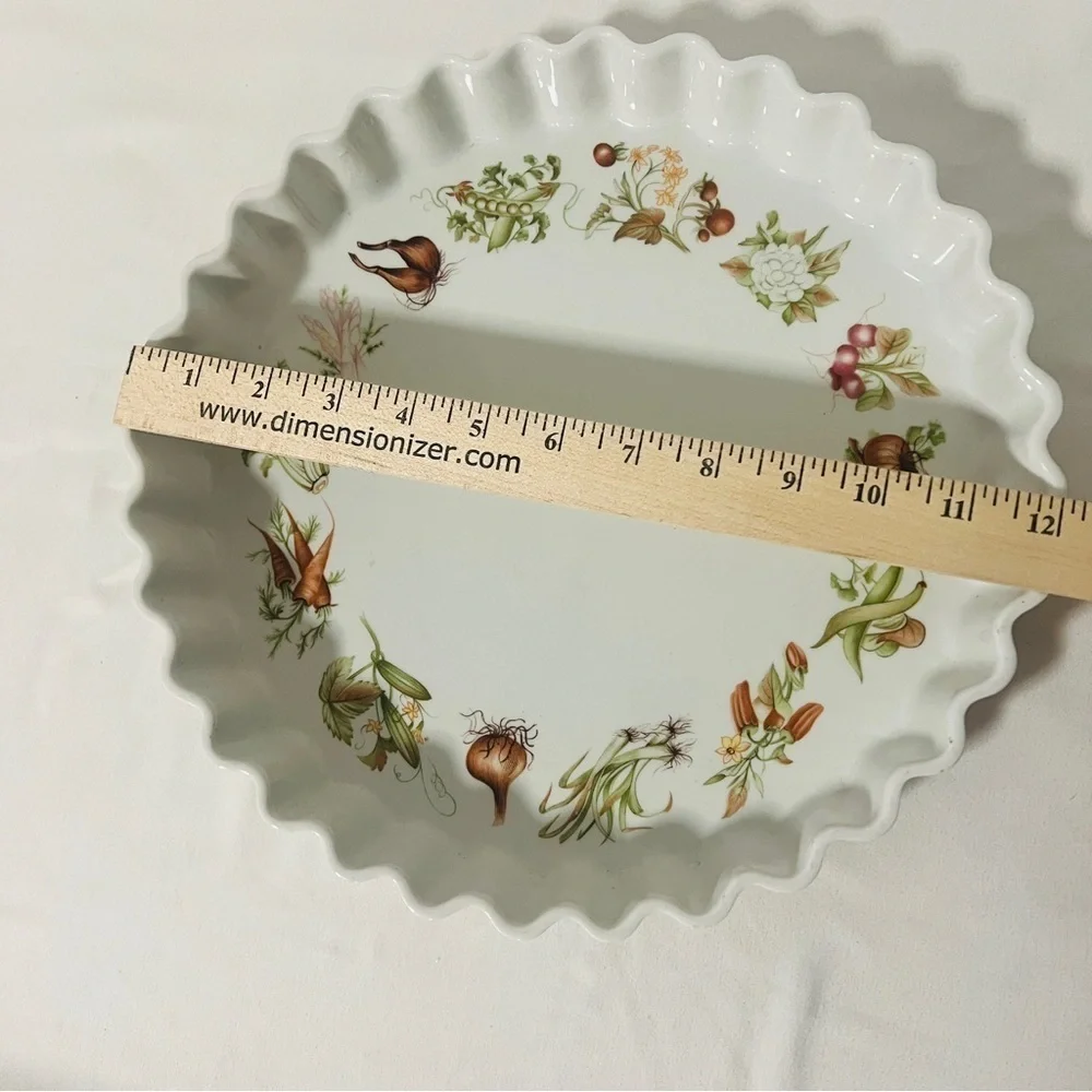 PILLIVUYT  - White Fluted Porcelain 12” QUICHE/TART PAN Vegetable Design France